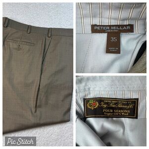 Peter Millar Loro Piana Wool Pants Size 35 Italy Khaki Beige